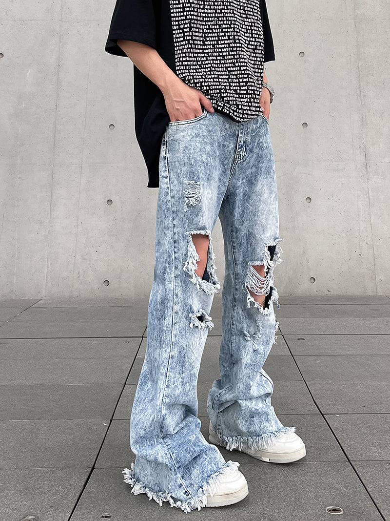 WestWay Apparel High Street Snowflake Washed Old Torn Jeans (Men's)