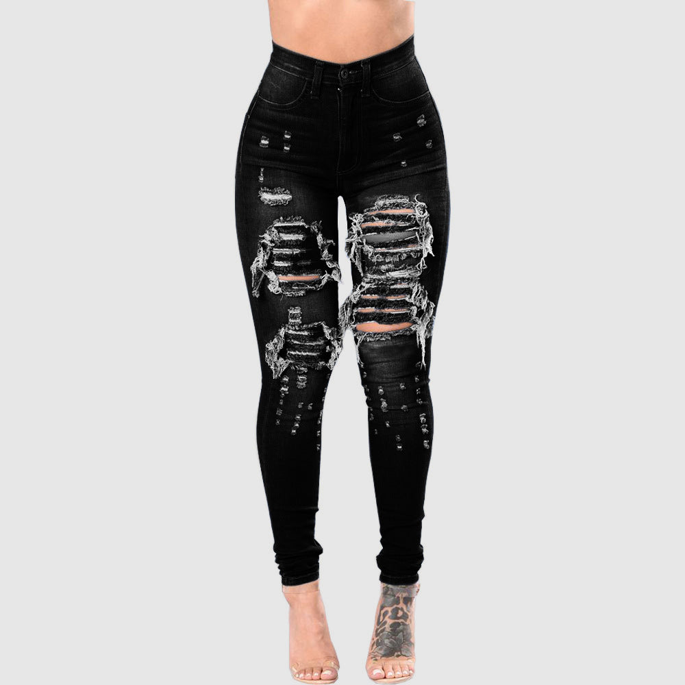 WestWay Apparel Women's Ripped Denim Washed Denim Pants