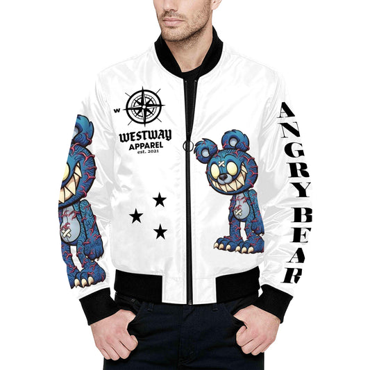 Angry Bear Men's All Over Print Quilted Bomber Jacket(Model H33)