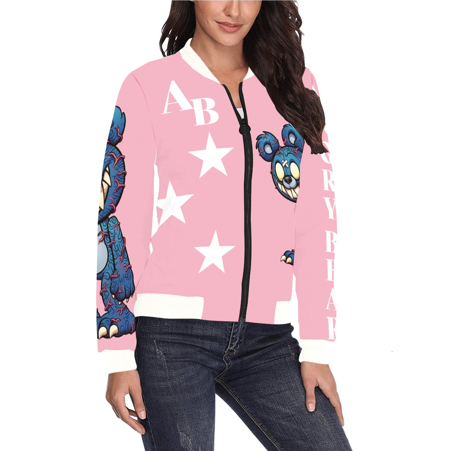 Angry Bear Women's All Over Print Bomber Jacket