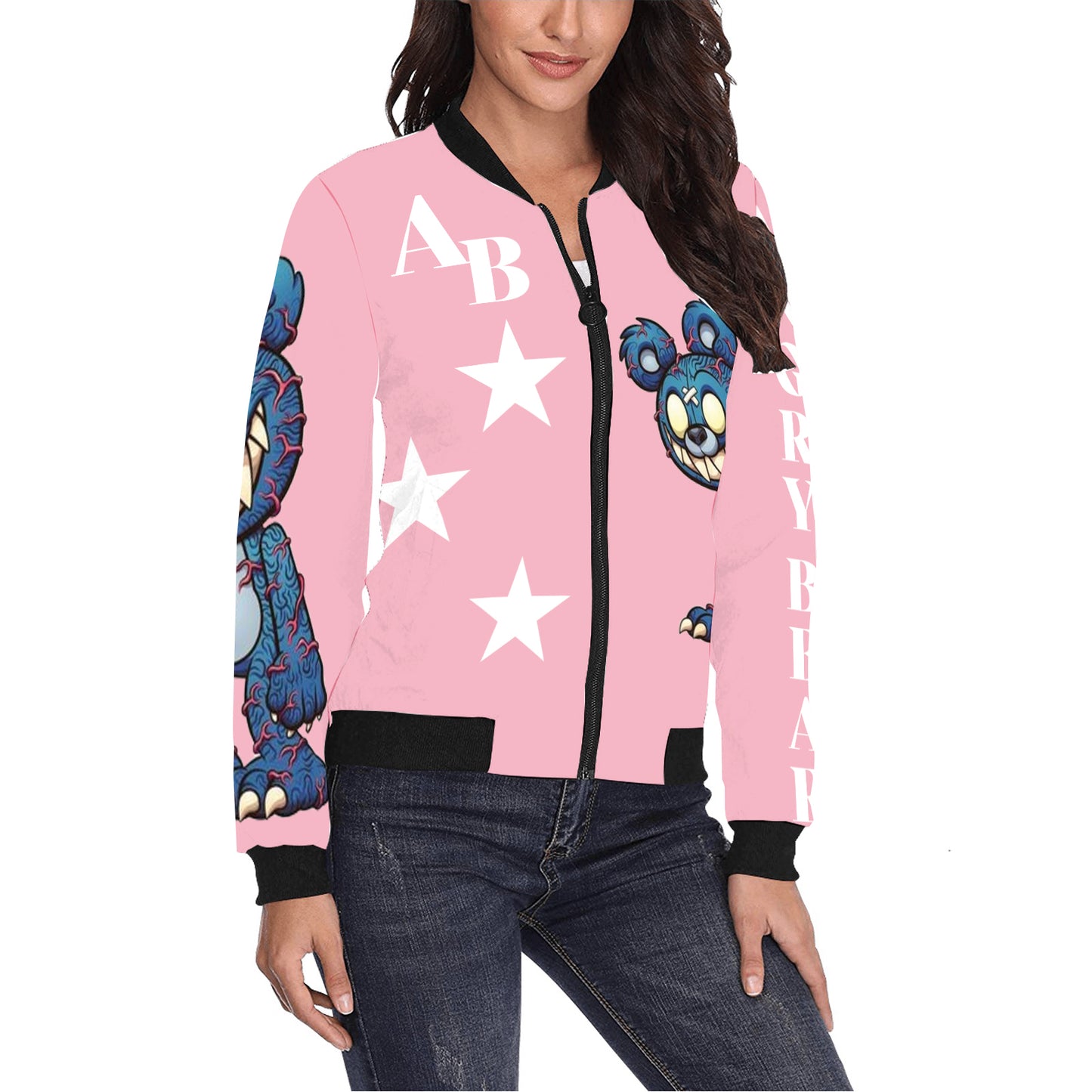 Angry Bear Women's All Over Print Bomber Jacket