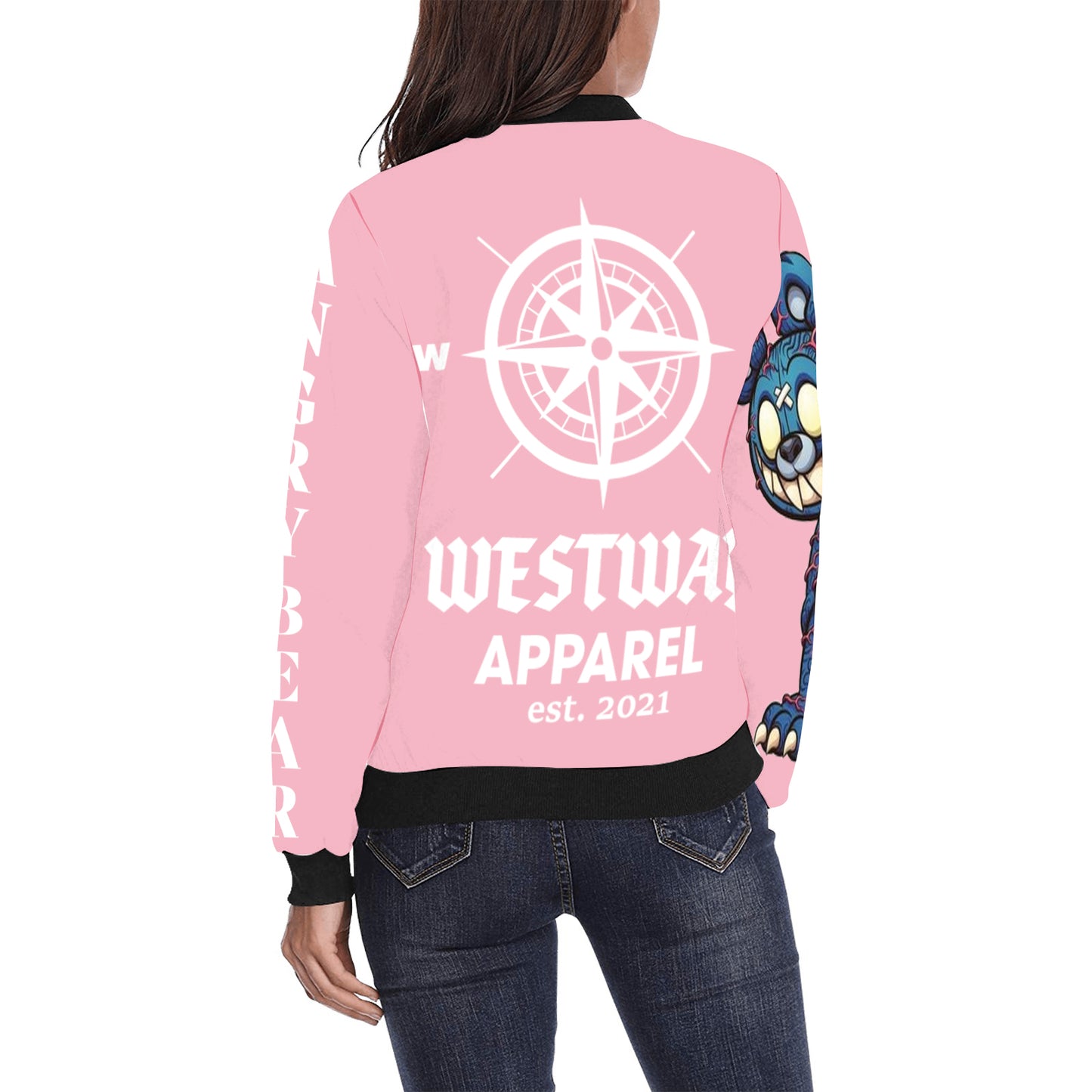 Angry Bear Women's All Over Print Bomber Jacket