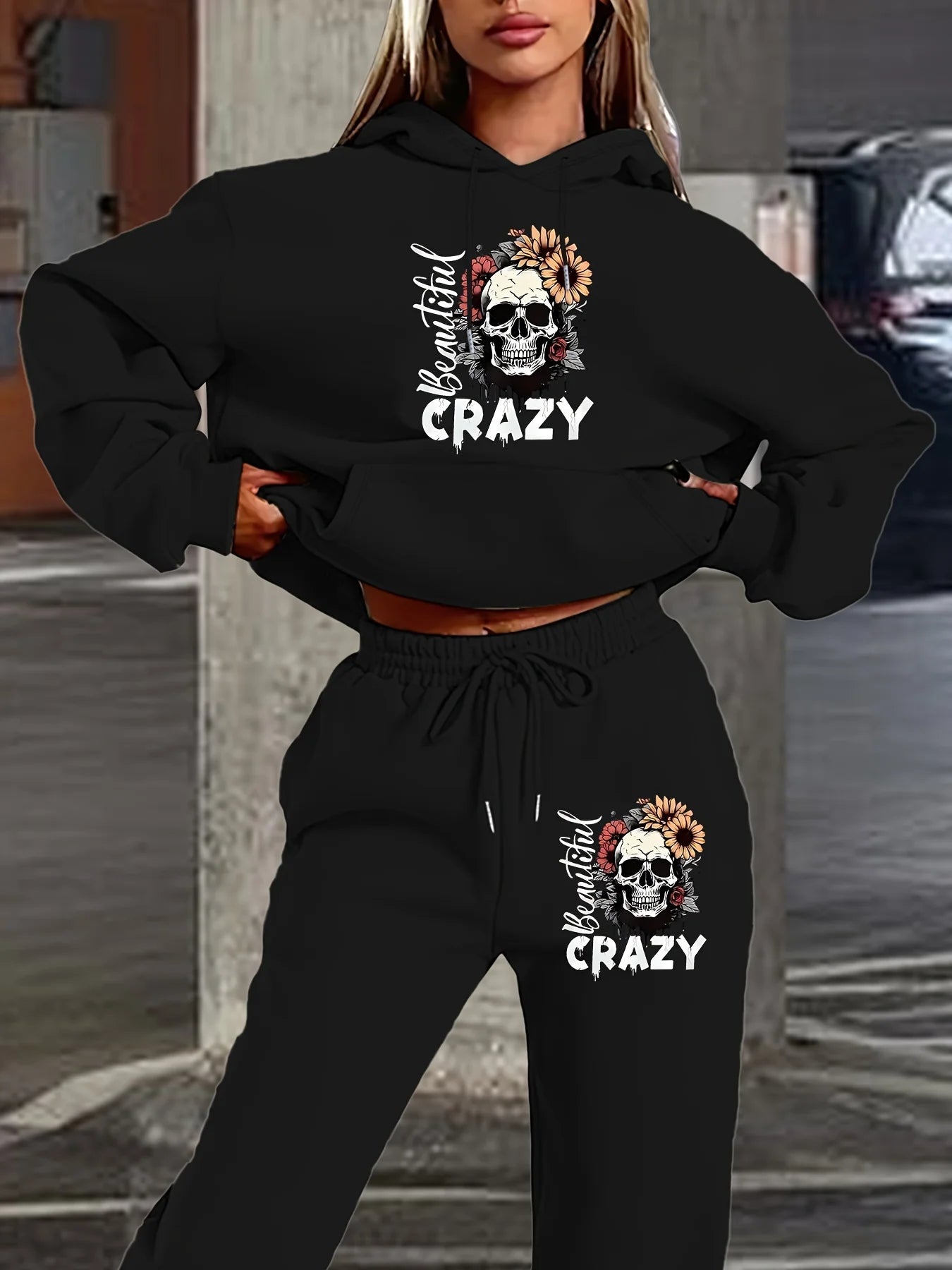 Women's Hoodie+Sports Pants Set Hip Hop Street