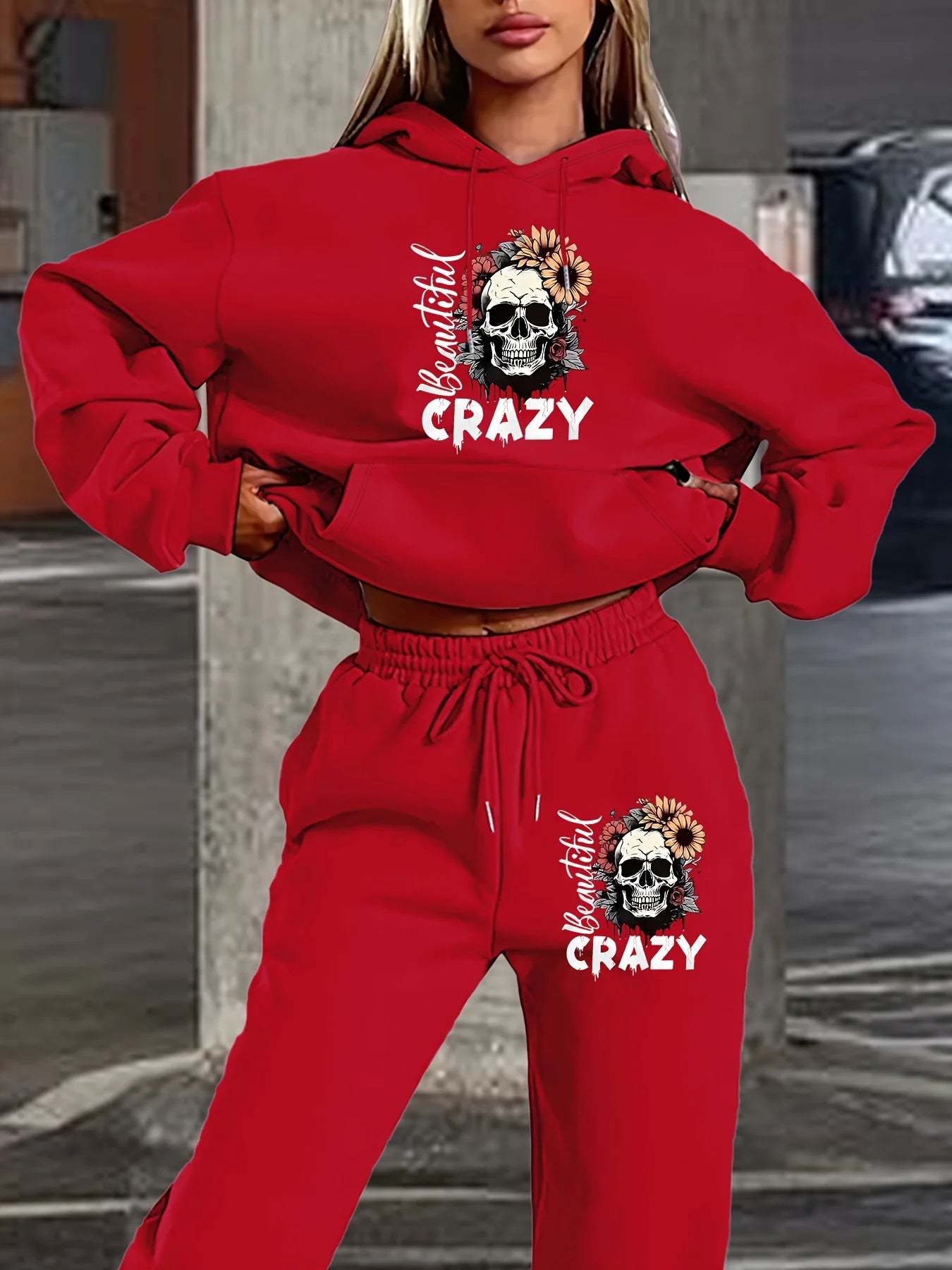 Women's Hoodie+Sports Pants Set Hip Hop Street