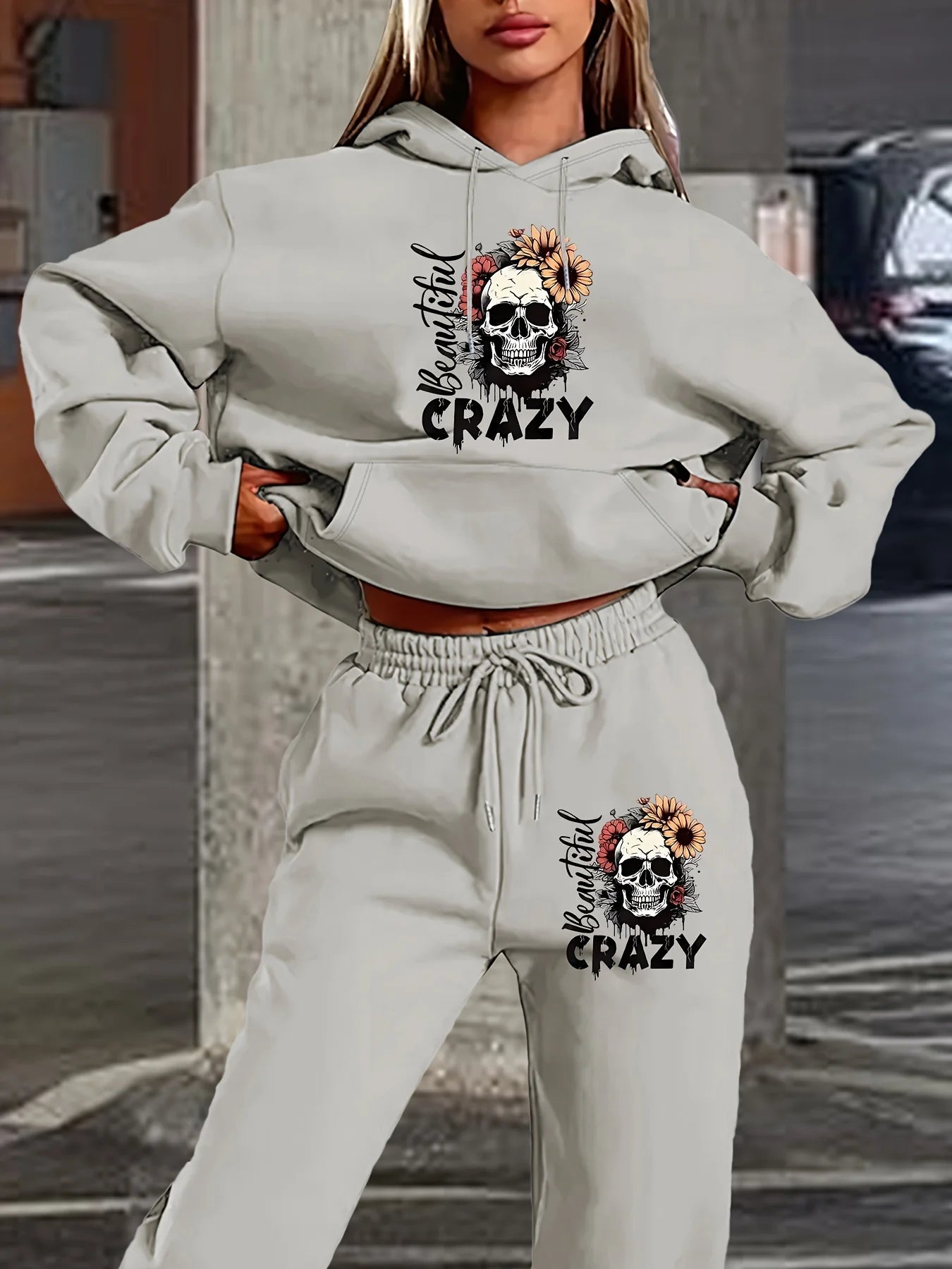 Women's Hoodie+Sports Pants Set Hip Hop Street