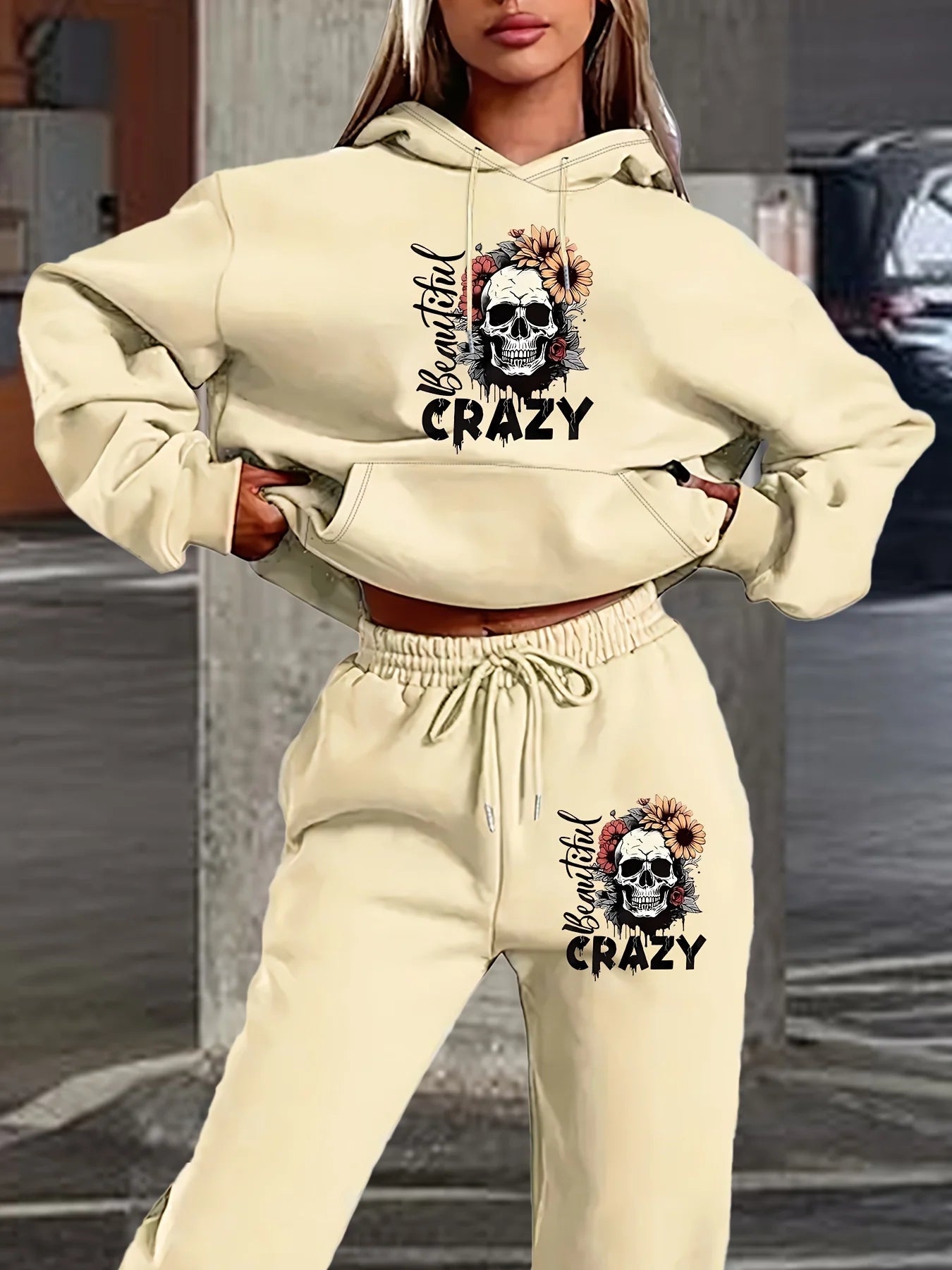 Women's Hoodie+Sports Pants Set Hip Hop Street