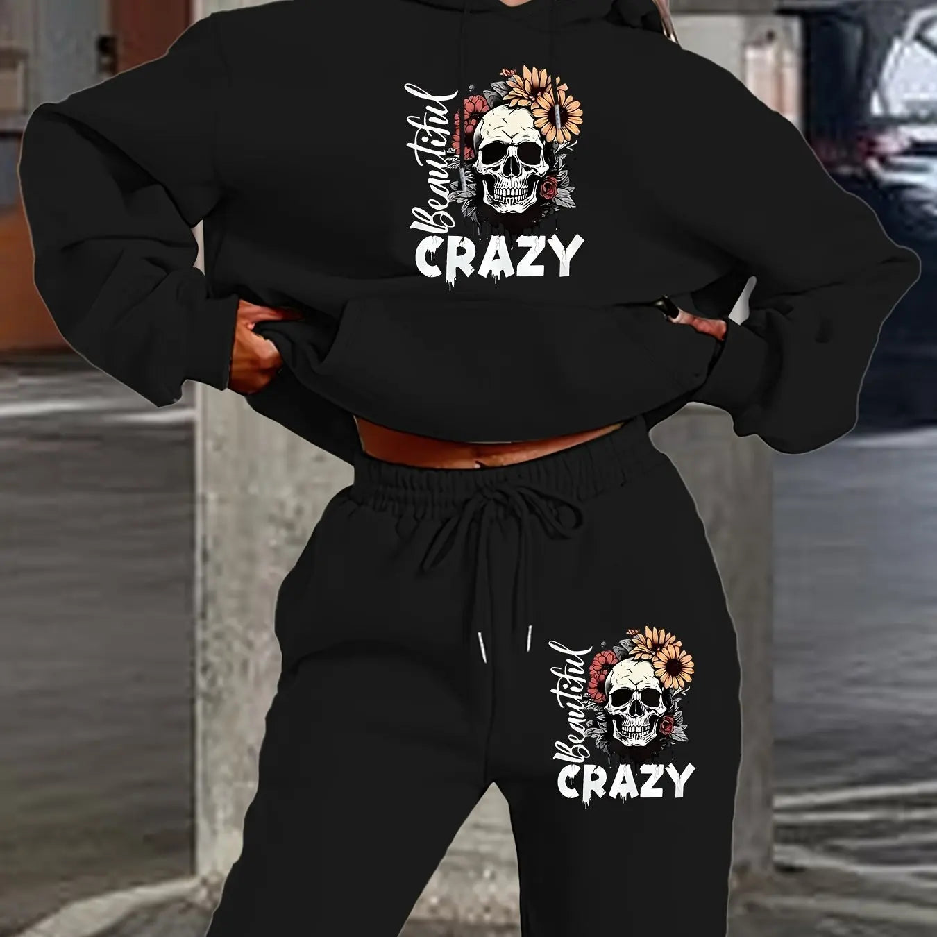 Women's Hoodie+Sports Pants Set Hip Hop Street